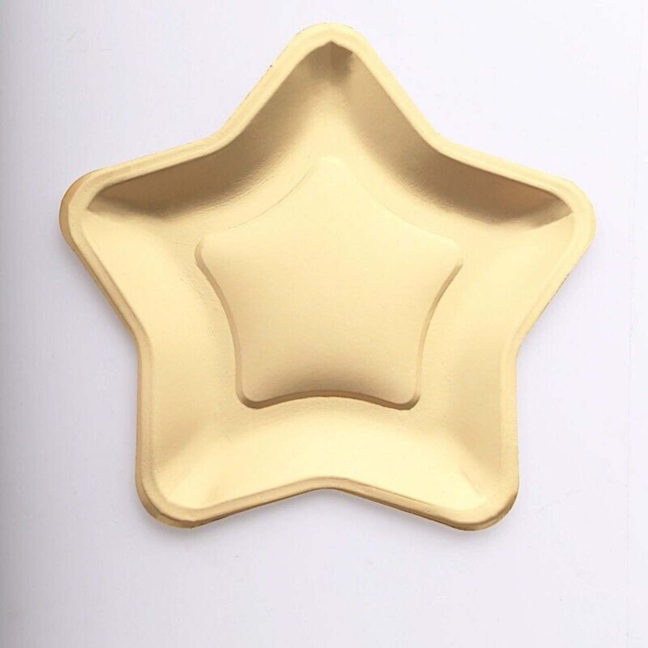 25 Matte Gold 9 in Star Shaped Disposable Dinner Paper PLATES